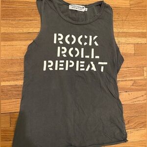 Project Social T Vintage-Inspired Rock Roll Repeat Tank Discontinued-Rare sz S